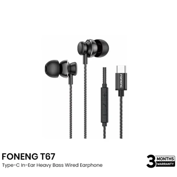 FONENG T67 Type-C In-Ear Heavy Bass Wired Earphone